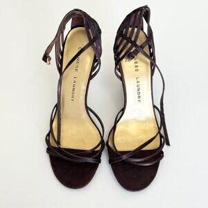 Chinese Laundry Brown Strappy Open Toe Heels Stiletto Shoes, Size 6.5